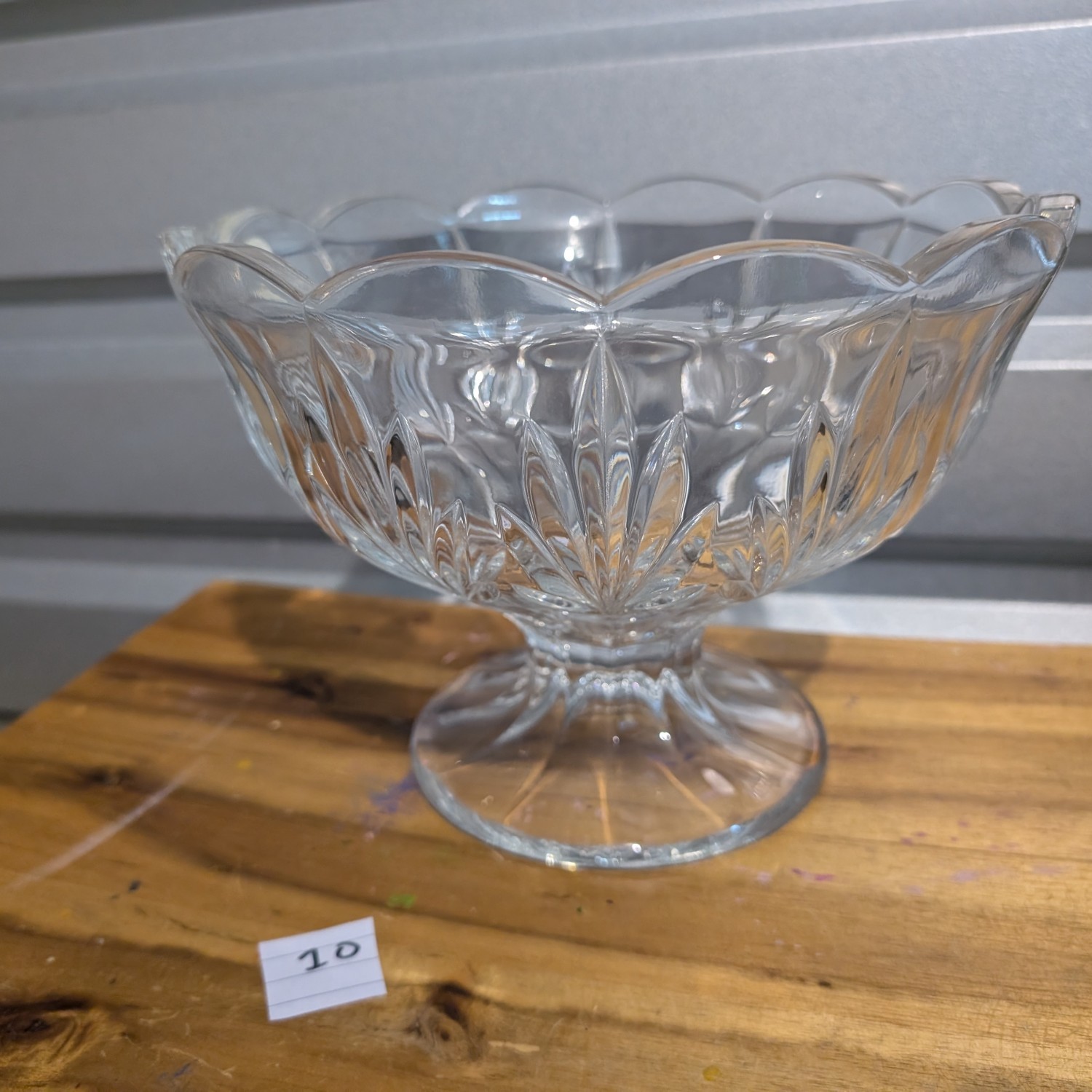 Bohemia Crystal Pedestal Bowl with Scalloped Edge Czech Republic