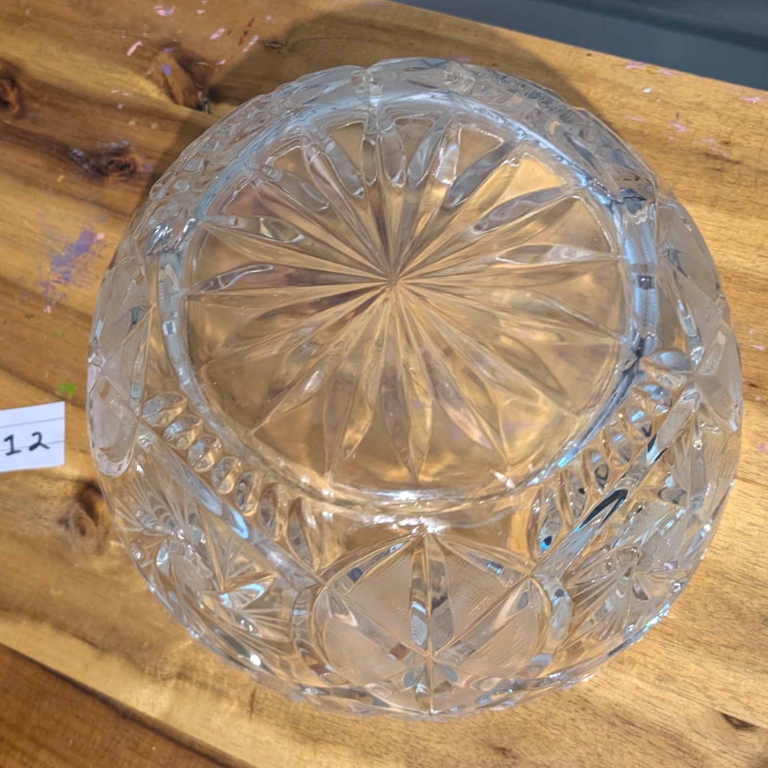 Vintage Bohemian Crystal Serving Bowl Poland Whirling Star pattern