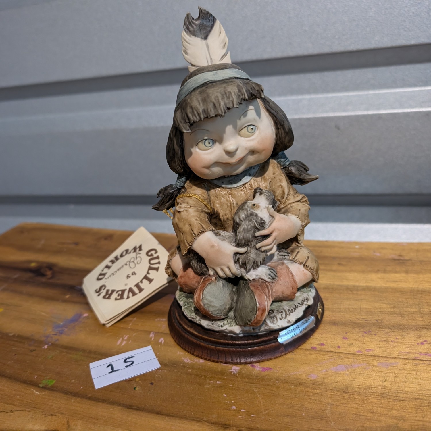 Gulliver’s World - Giuseppe Armani sculpture - Indian Girl with Puppy - Made in Italy