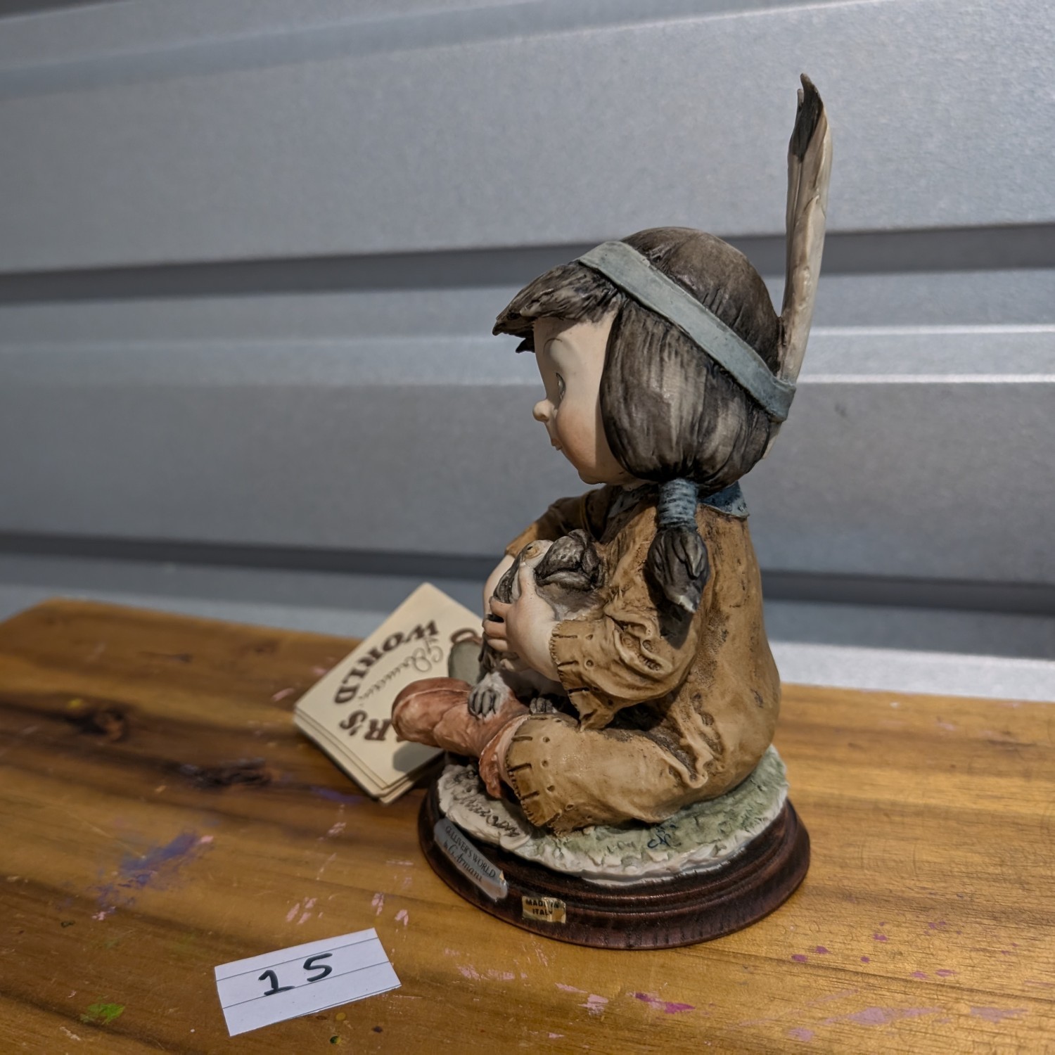 Gulliver’s World - Giuseppe Armani sculpture - Indian Girl with Puppy - Made in Italy