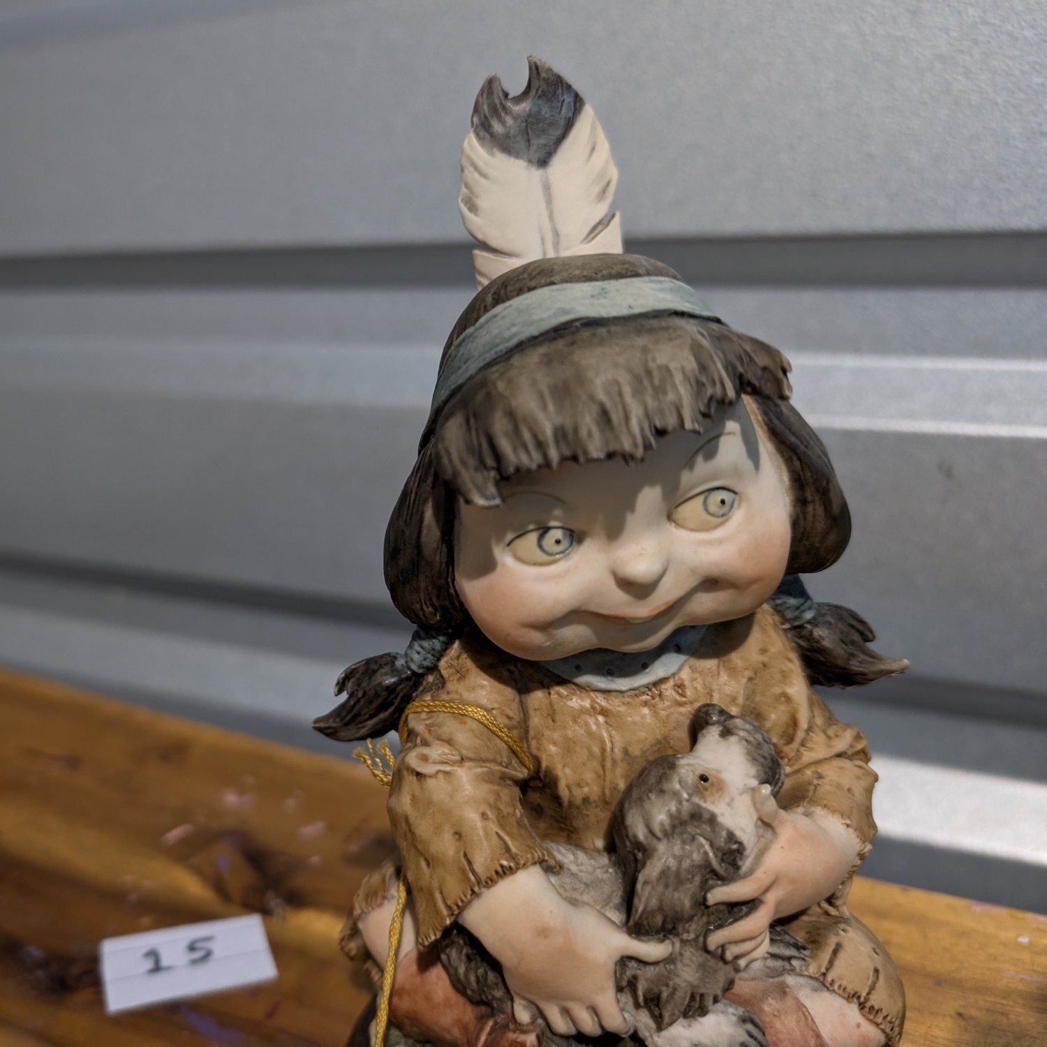 Gulliver’s World - Giuseppe Armani sculpture - Indian Girl with Puppy - Made in Italy