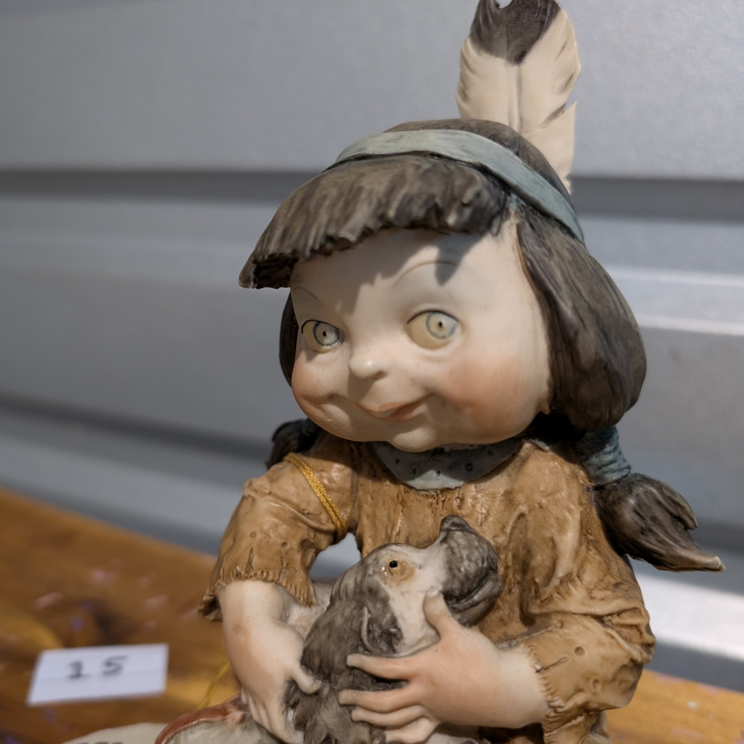 Gulliver’s World - Giuseppe Armani sculpture - Indian Girl with Puppy - Made in Italy