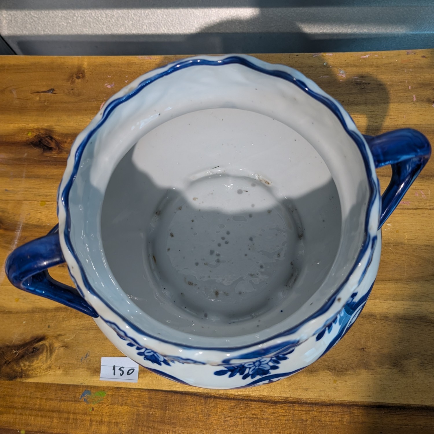 Chinese Vase with Handles - Blue and White with Flowers