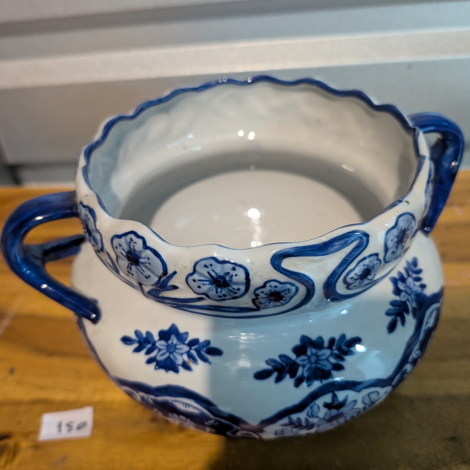 Chinese Vase with Handles - Blue and White with Flowers