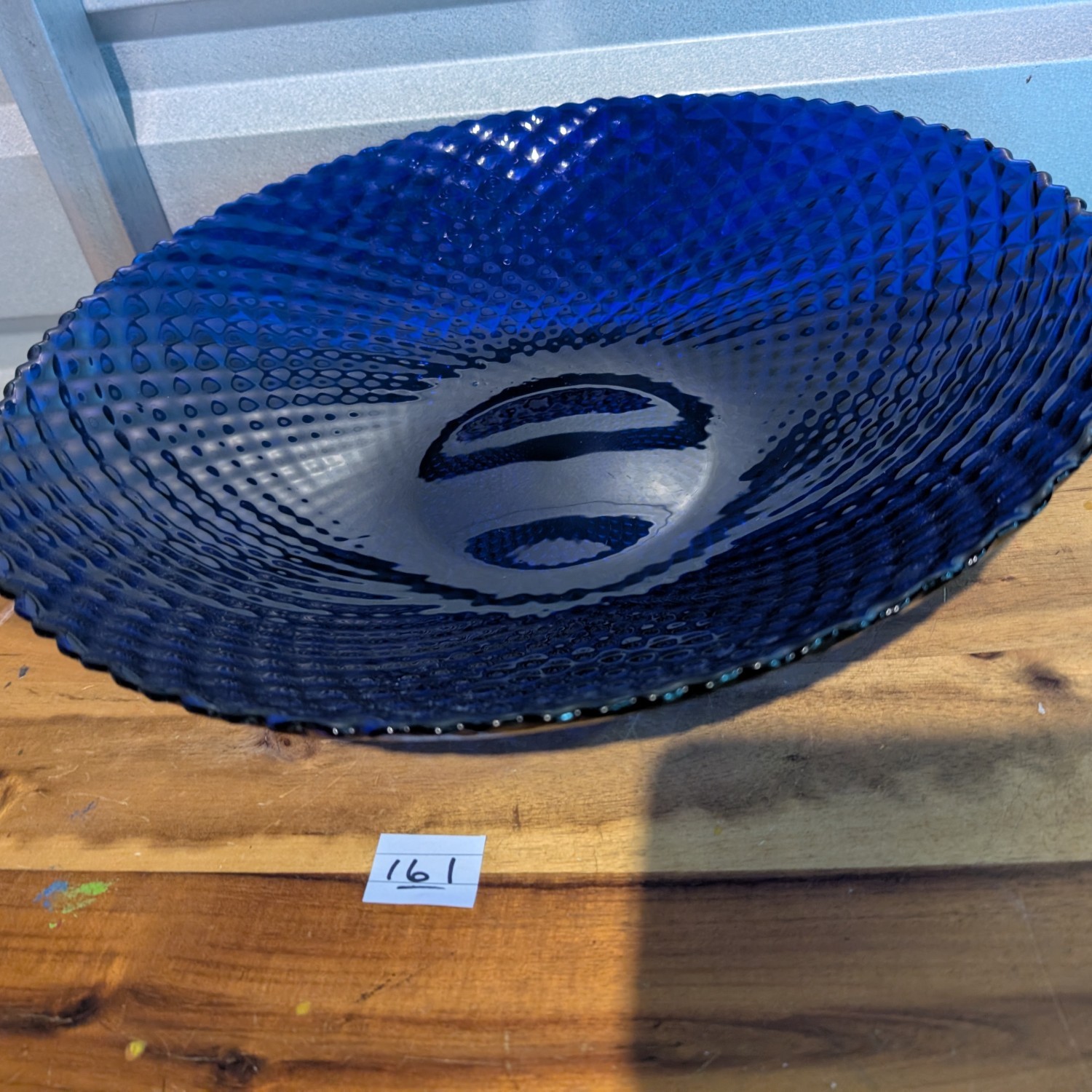 Vintage Wide Cobalt Blue Glass Bowl 