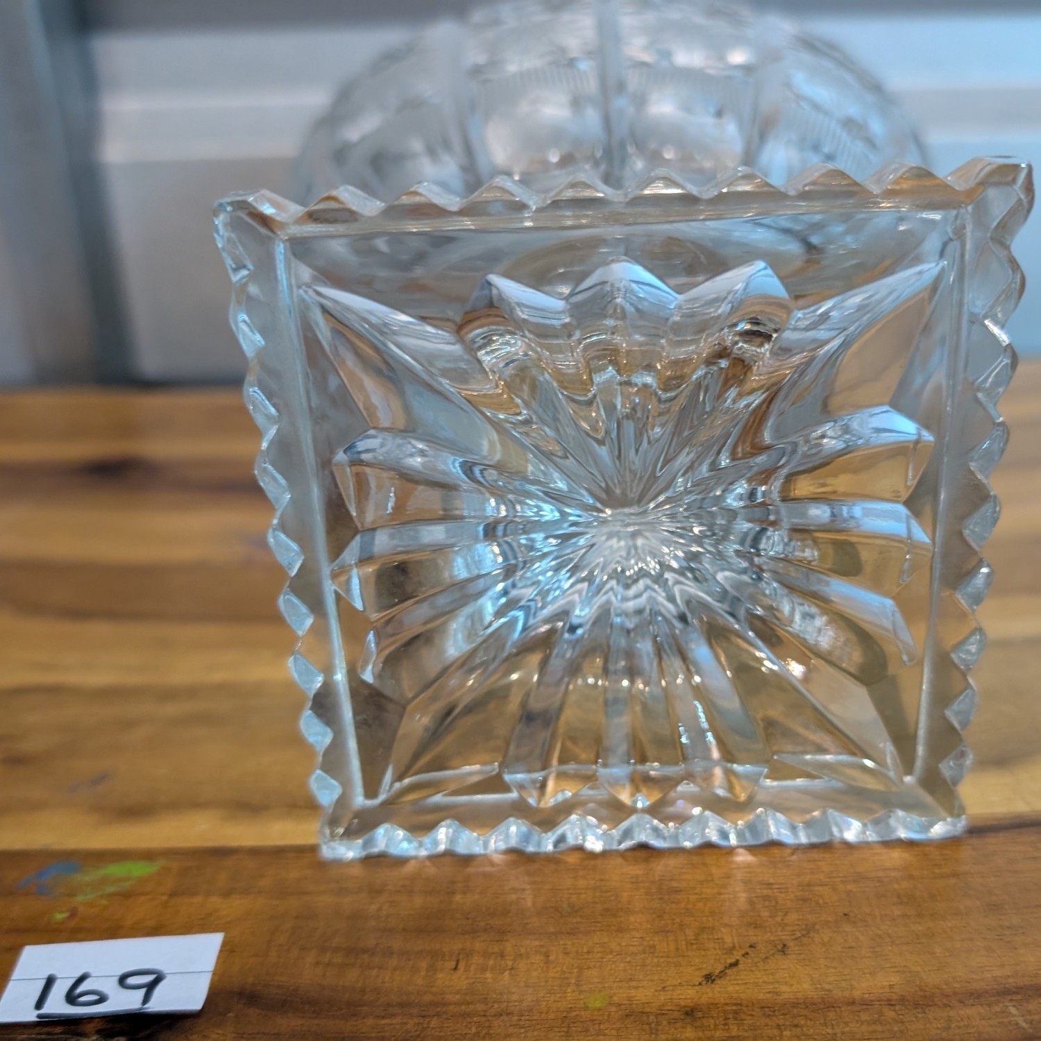 Vintage Queens Lace Cut Crystal Pedestal Oval Shaped Vase