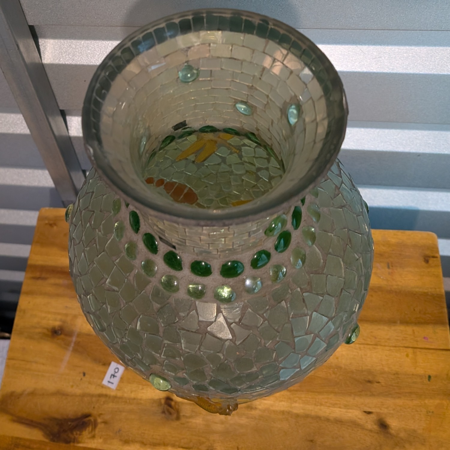 Vintage Mosaic Glass Dragonfly Vase