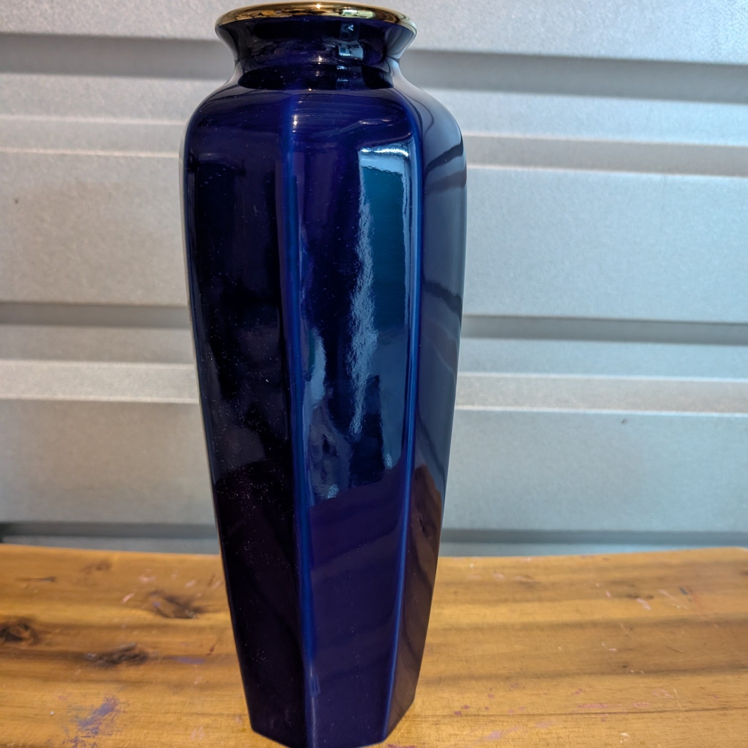 Set of 2 Vintage Japanese Porcelain Vase Hand Painted, 10.75” Tall Cobalt Blue & Gold