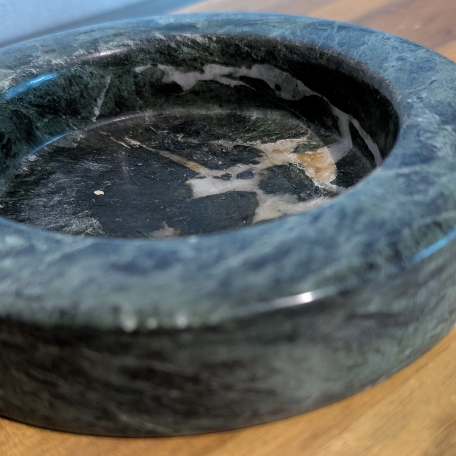 Vintage Marble Green Cigarette Ashtray 6” Diameter