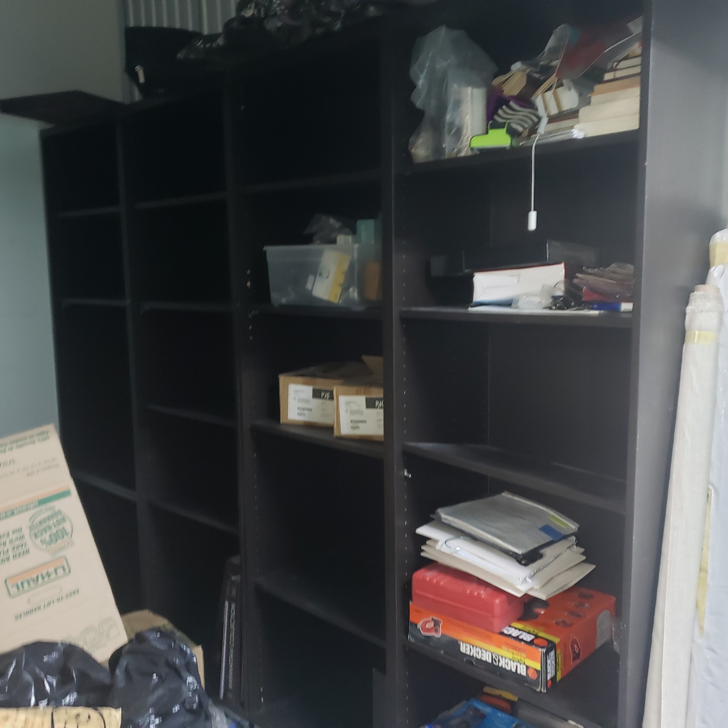 Espresso Bookshelves on metal feet