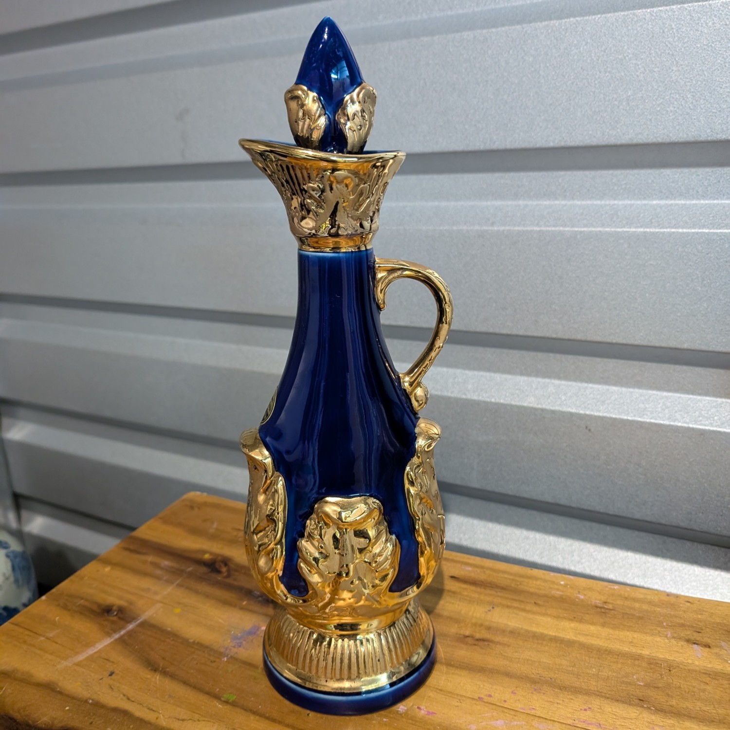 Vintage Jim (James B) Beam Cobalt Regal China Decanter 1966