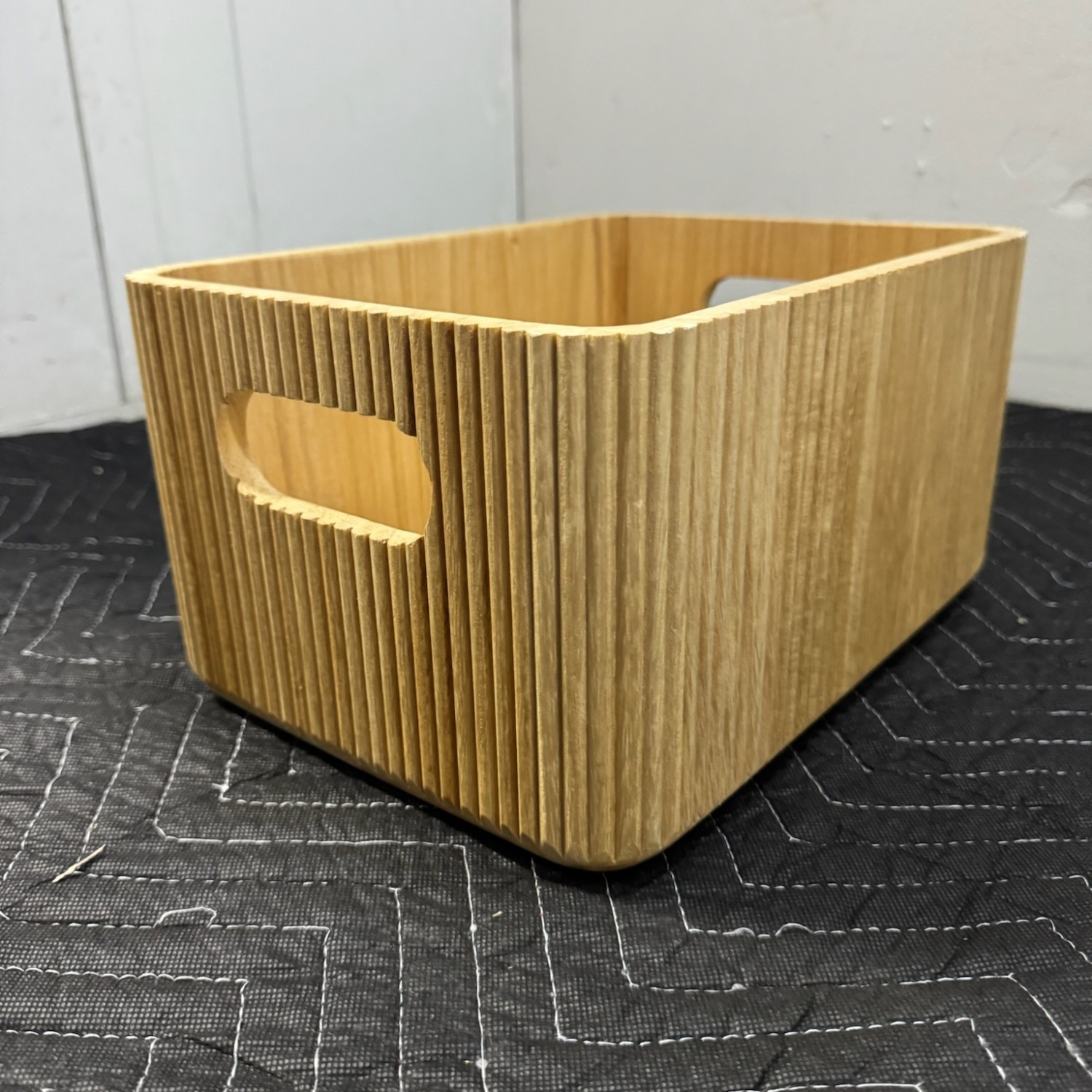  4 qty Horderly Wooden Ribbed Bins – Natural