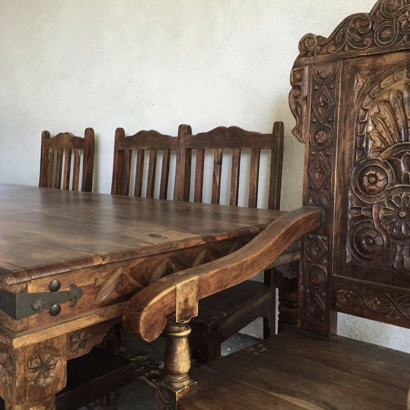 Amazing one of a kind  solid wood HAND CARVED TABLE 