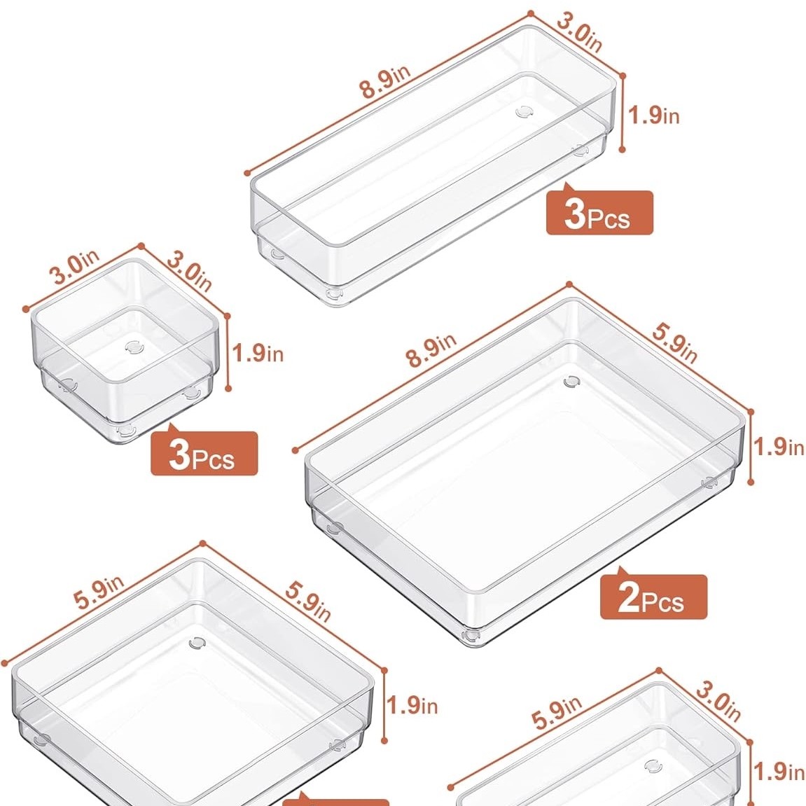 2 boxes SMARTAKE 13-Piece Drawer Organizers