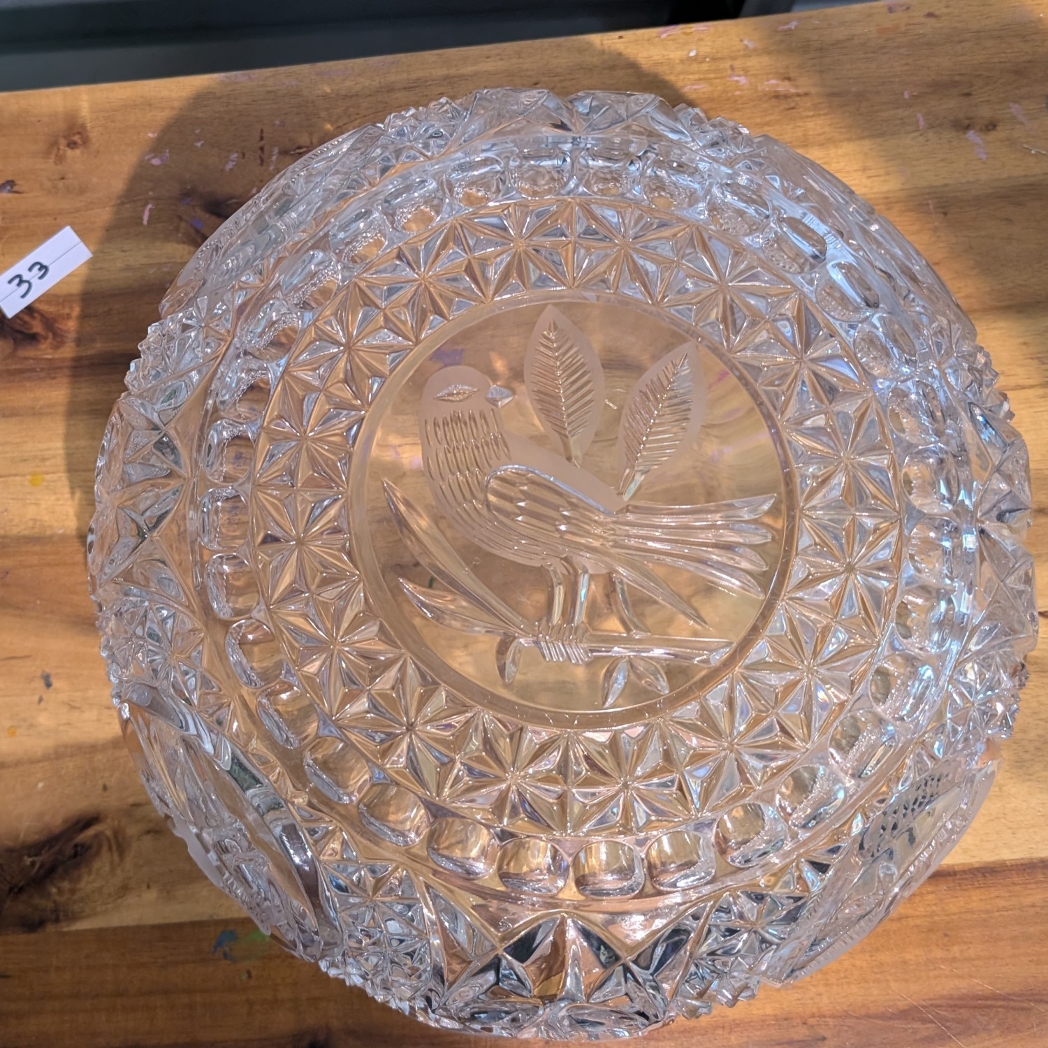 Vintage Hofbauer “Byrdes” Collection Crystal Bowl Germany - 10 1/2”