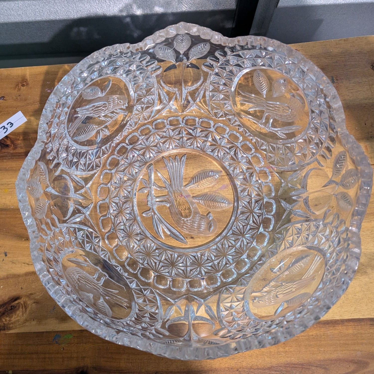 Vintage Hofbauer “Byrdes” Collection Crystal Bowl Germany - 10 1/2”