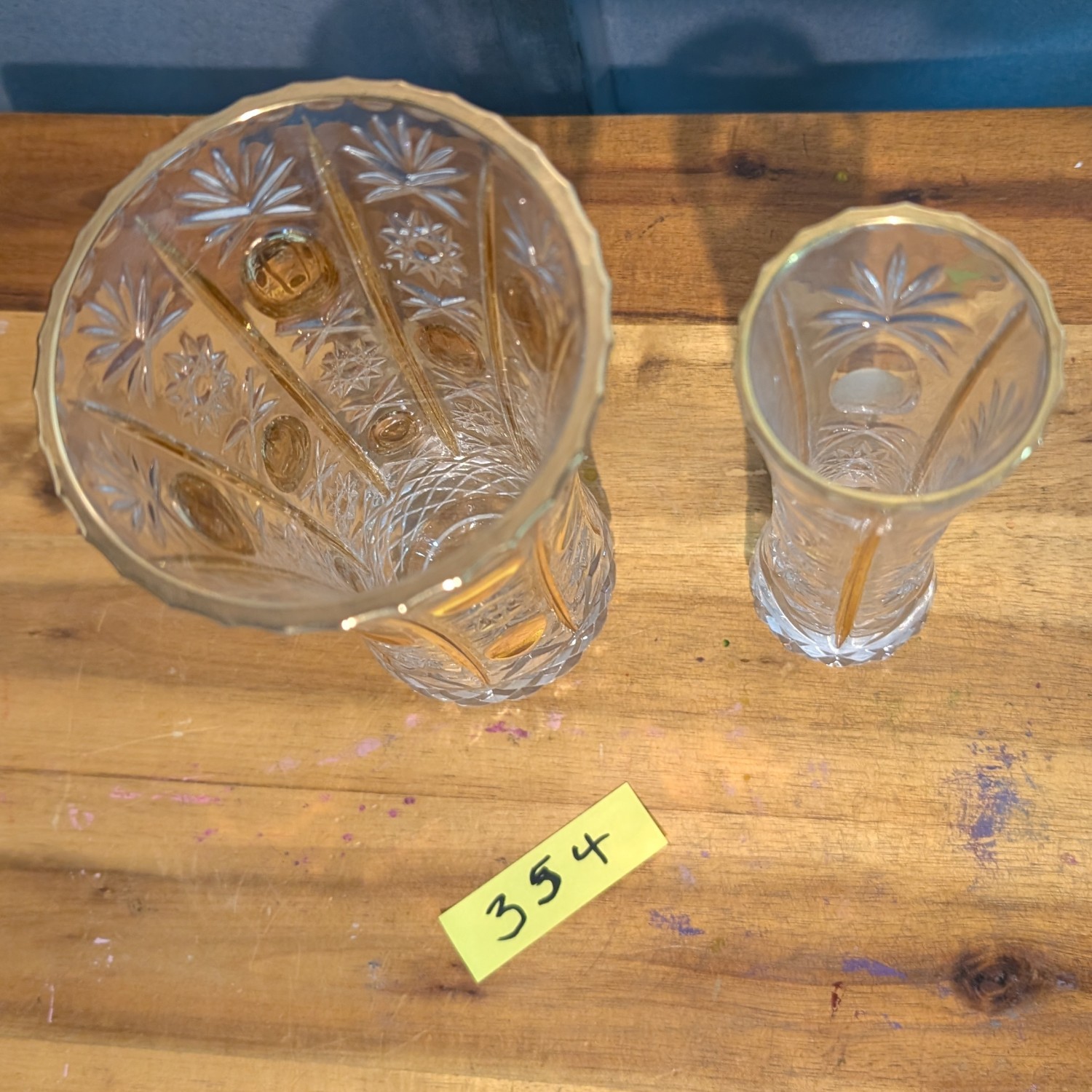 Crystal glasses golden enamel - set of 2 - Made in Italy 