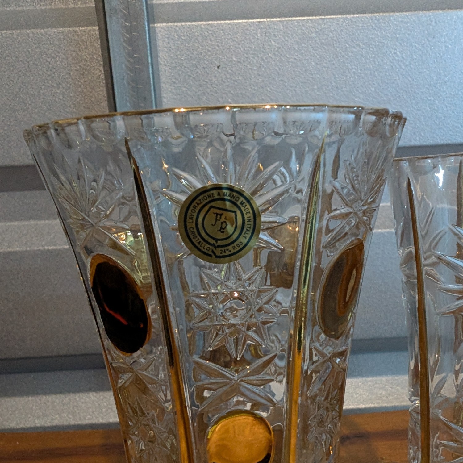 Crystal glasses golden enamel - set of 2 - Made in Italy 