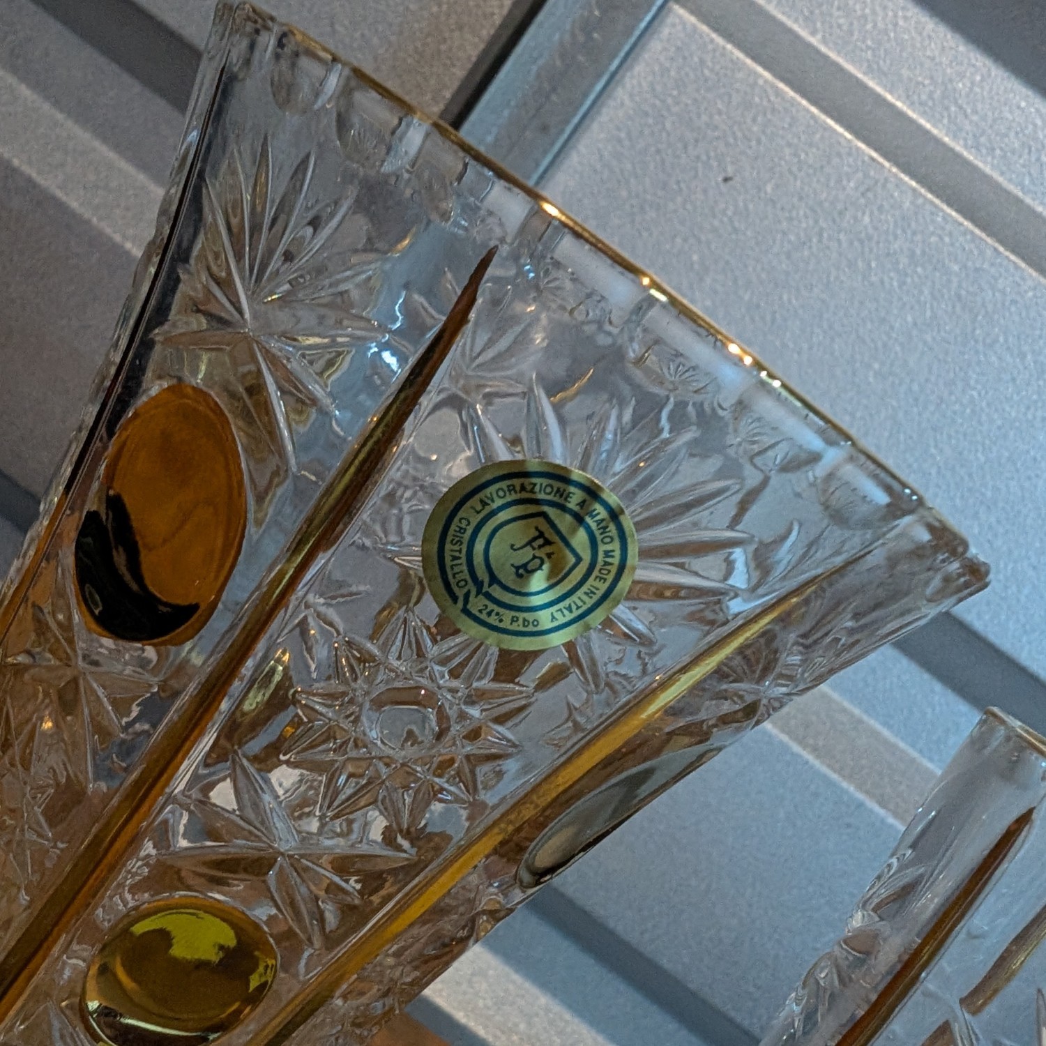 Crystal glasses golden enamel - set of 2 - Made in Italy 