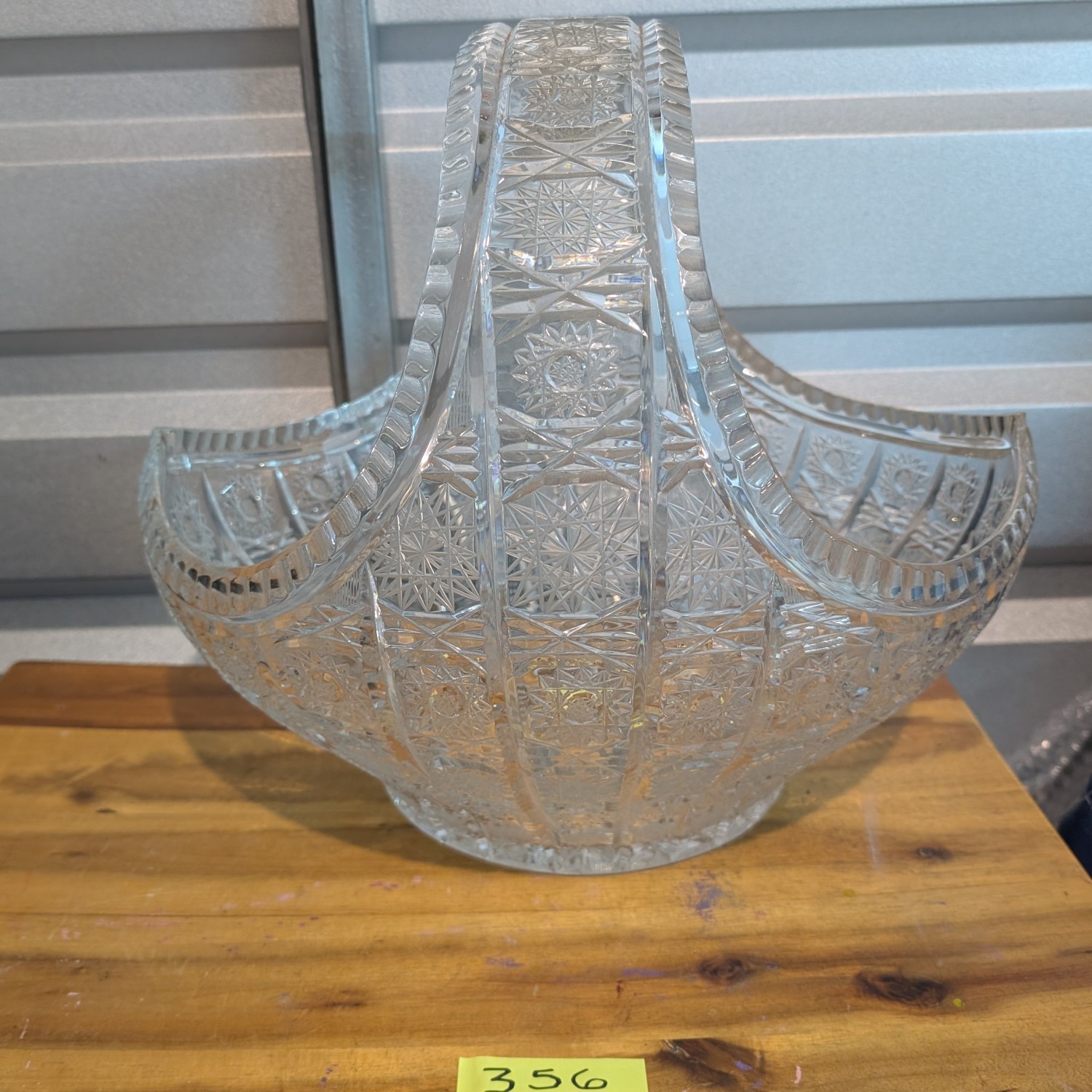 Vintage Queens Lace Cut Crystal Bohemian Cut Basket