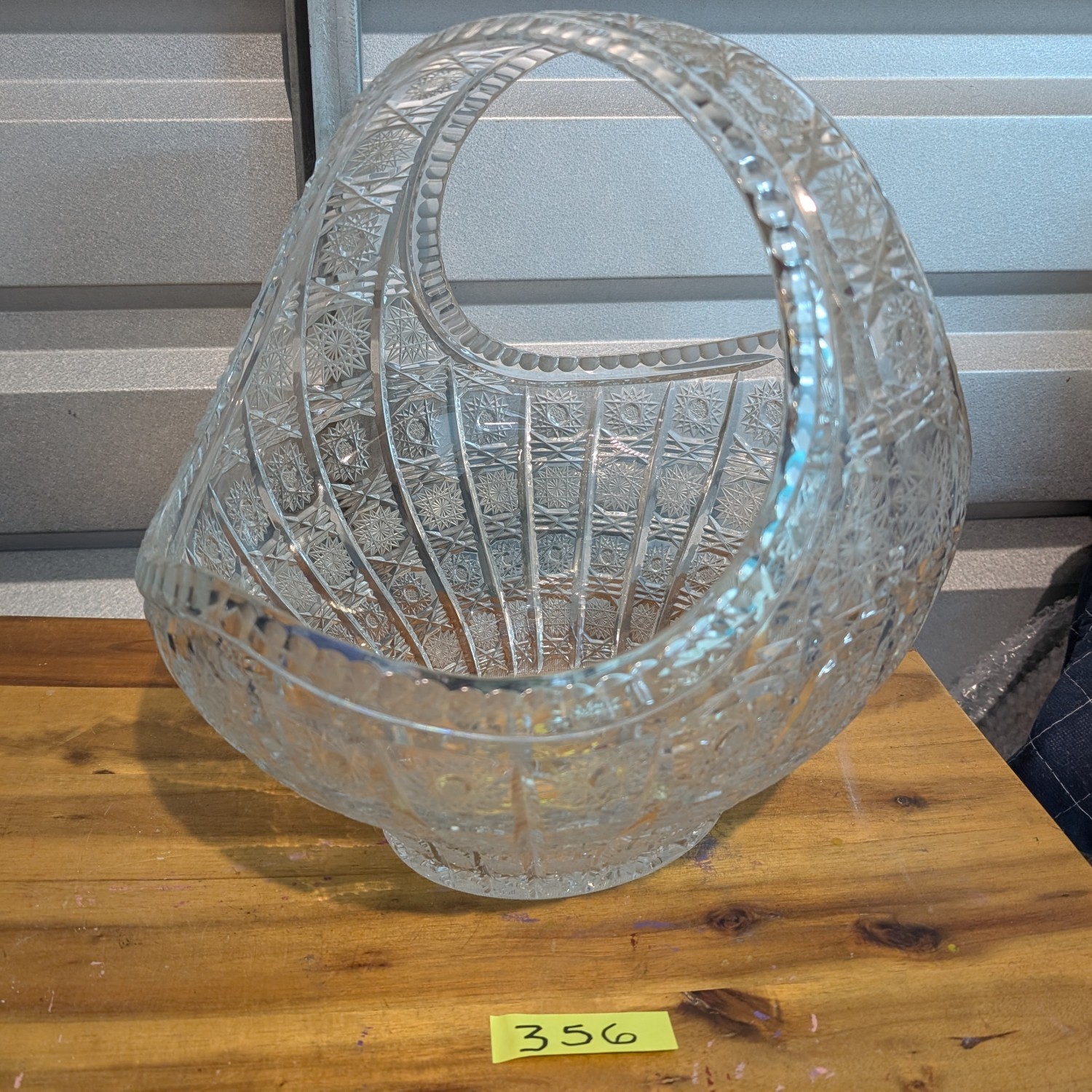 Vintage Queens Lace Cut Crystal Bohemian Cut Basket