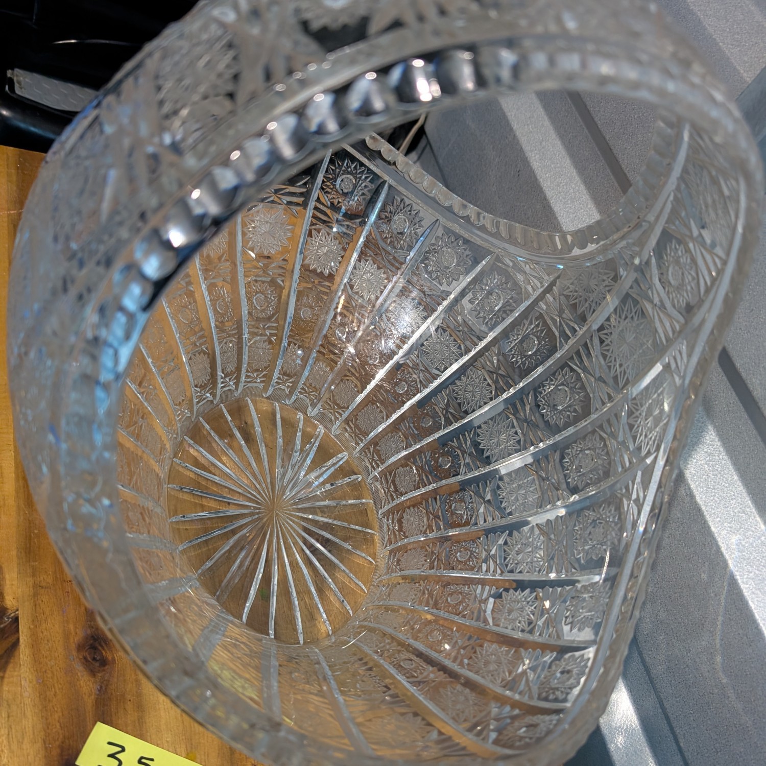 Vintage Queens Lace Cut Crystal Bohemian Cut Basket