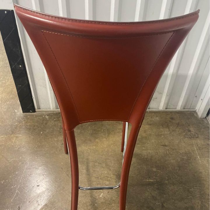 Unique Red Leather Bar Stools (x3)