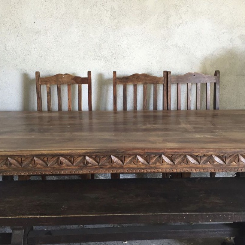 Amazing one of a kind  solid wood HAND CARVED TABLE 