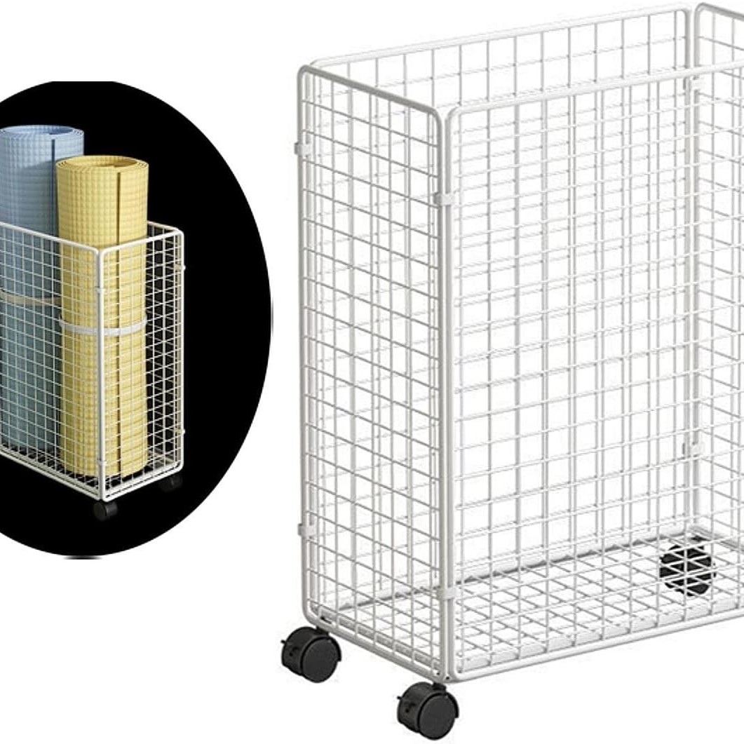 Yoga Mat Storage Basket Laundry Basket with Wheels set of 2