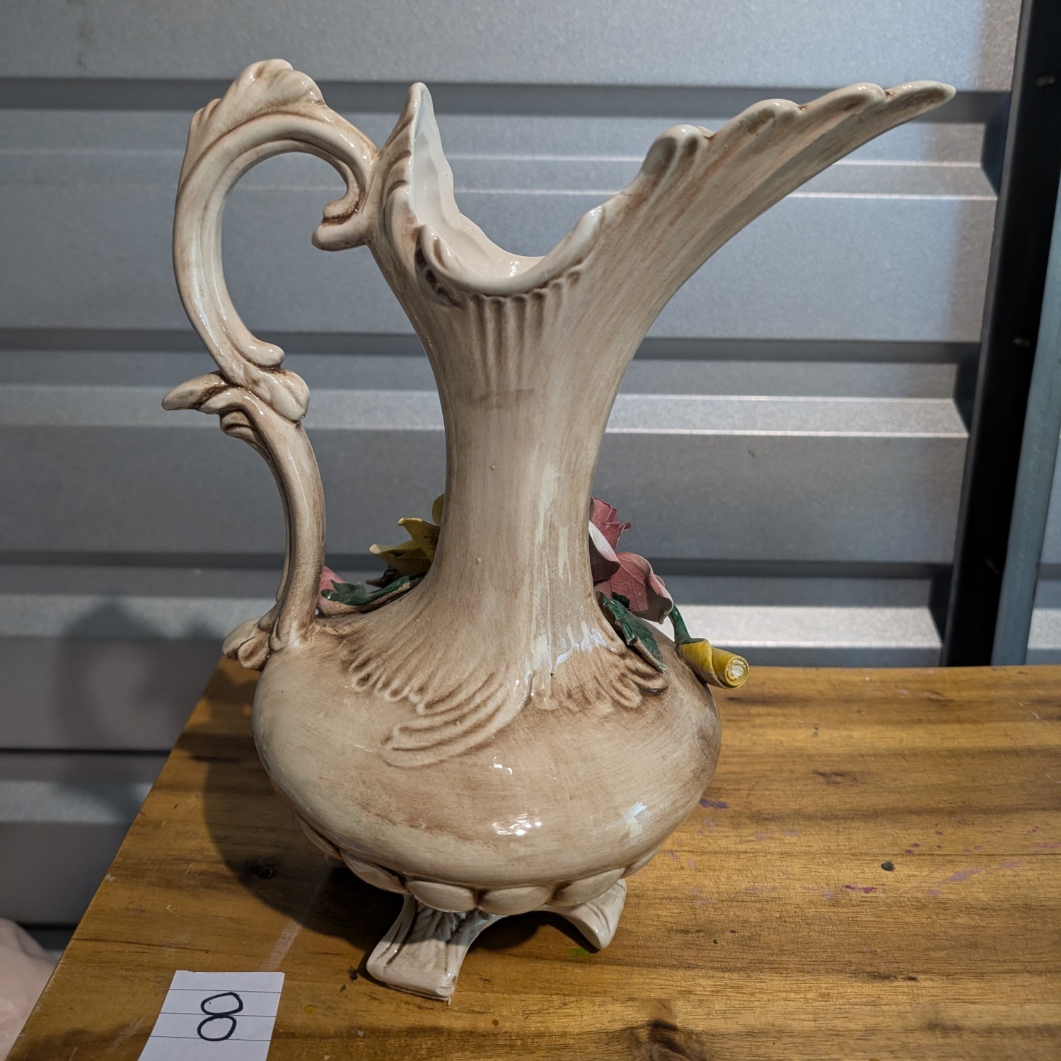 Vintage Bassano Capodimonte Porcelain Italian Floral Pitcher Vase Flowers