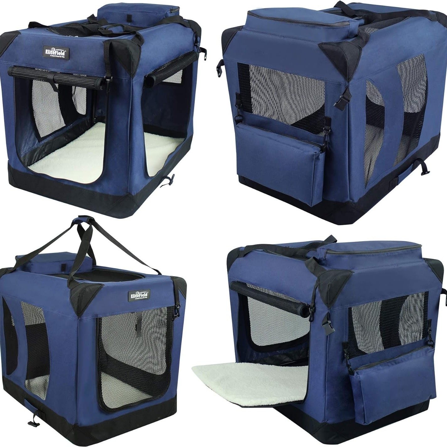    EliteField 3-Door Folding Soft Dog Crate with Carrying Bag