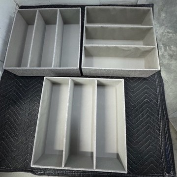 The Container Store Cambridge Grey Linen Storage Bins - qty 6