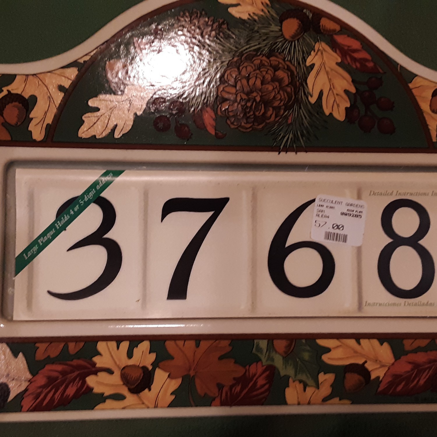 Ceramic Acorn & Oak Leaf Address & Door Bell Plaque 