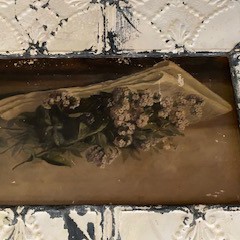 Shabby Chic Antique Ceiling Tile frame- custom made with oil painting