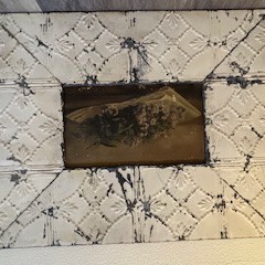 Shabby Chic Antique Ceiling Tile frame- custom made with oil painting