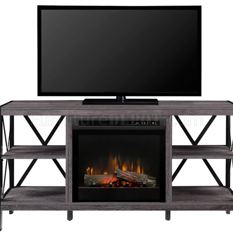 New Barnwood Media Console with Electric Fireplace