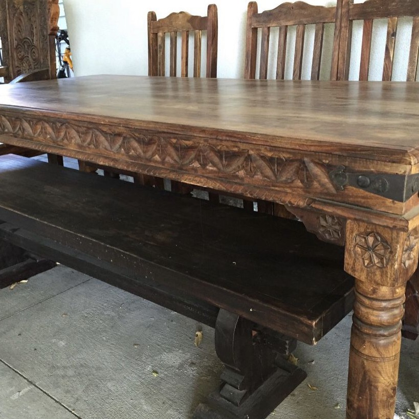 Amazing one of a kind  solid wood HAND CARVED TABLE 
