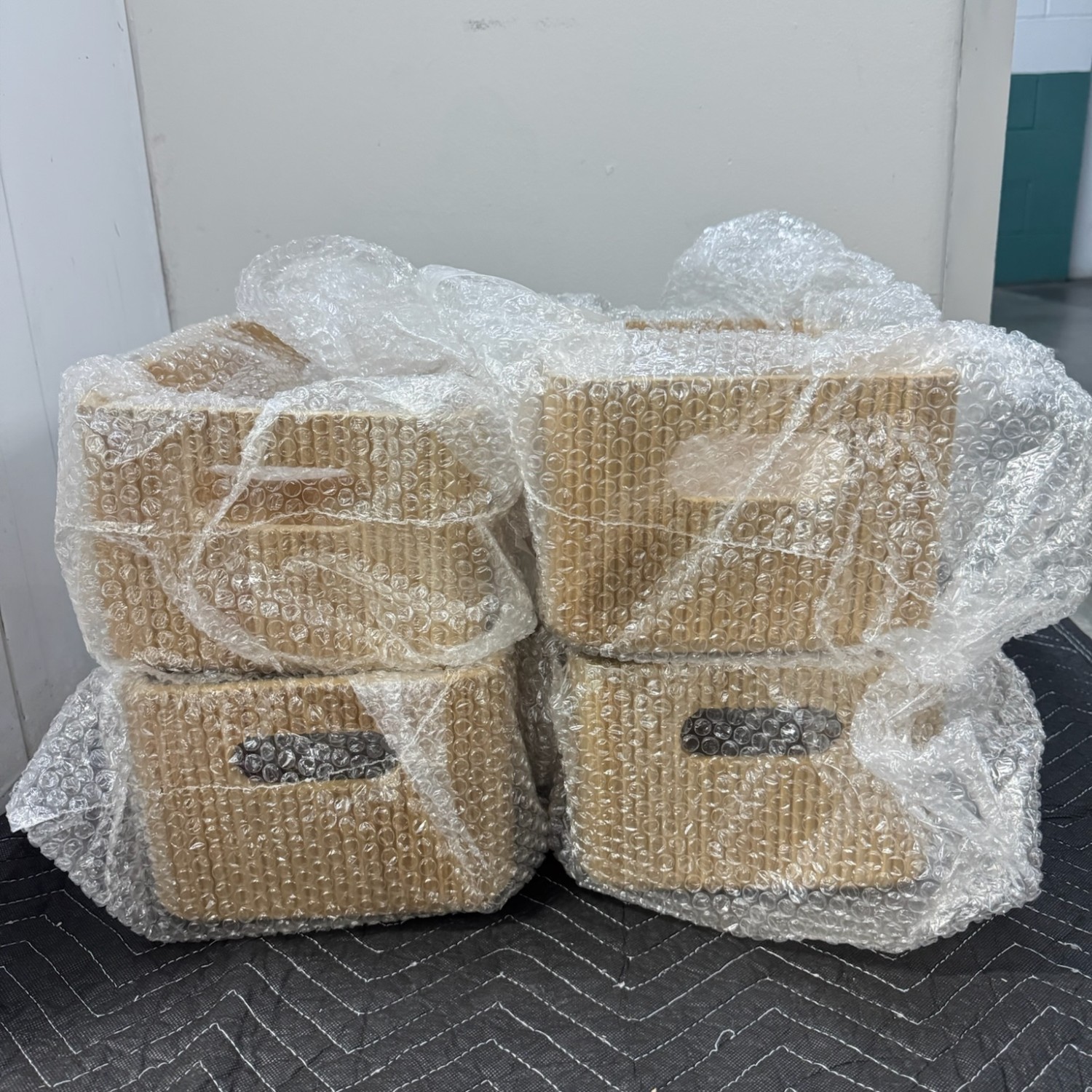  4 qty Horderly Wooden Ribbed Bins – Natural