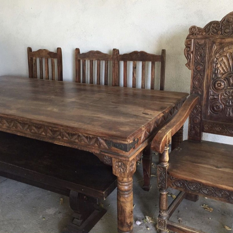 Amazing one of a kind  solid wood HAND CARVED TABLE 