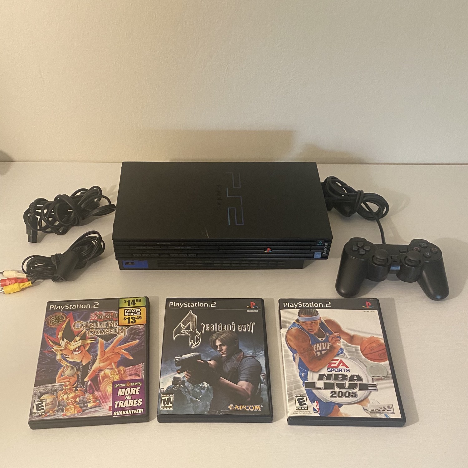 Sony PlayStation 2 PS2 - Fat Black Home Console + one controller + 3 Games