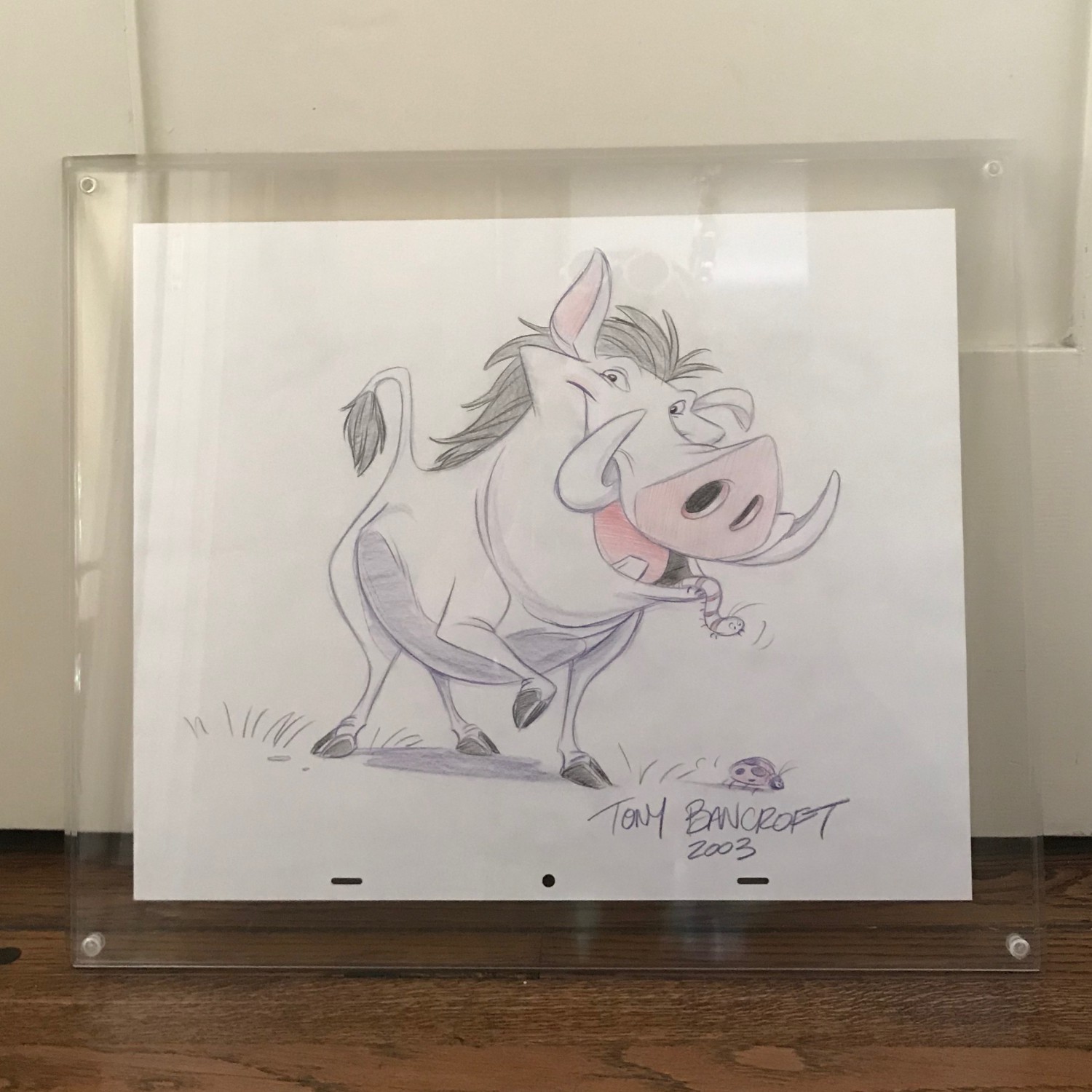 Lion King Pumbaa Sketch Signed Tony Bancroft ORIGINAL Pencil Drawing Disney