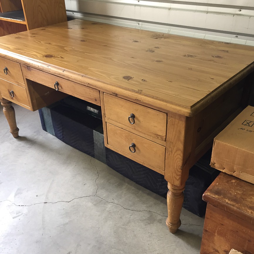 Oversize Handmade Knotty Pine Desk BuyStorageFinds