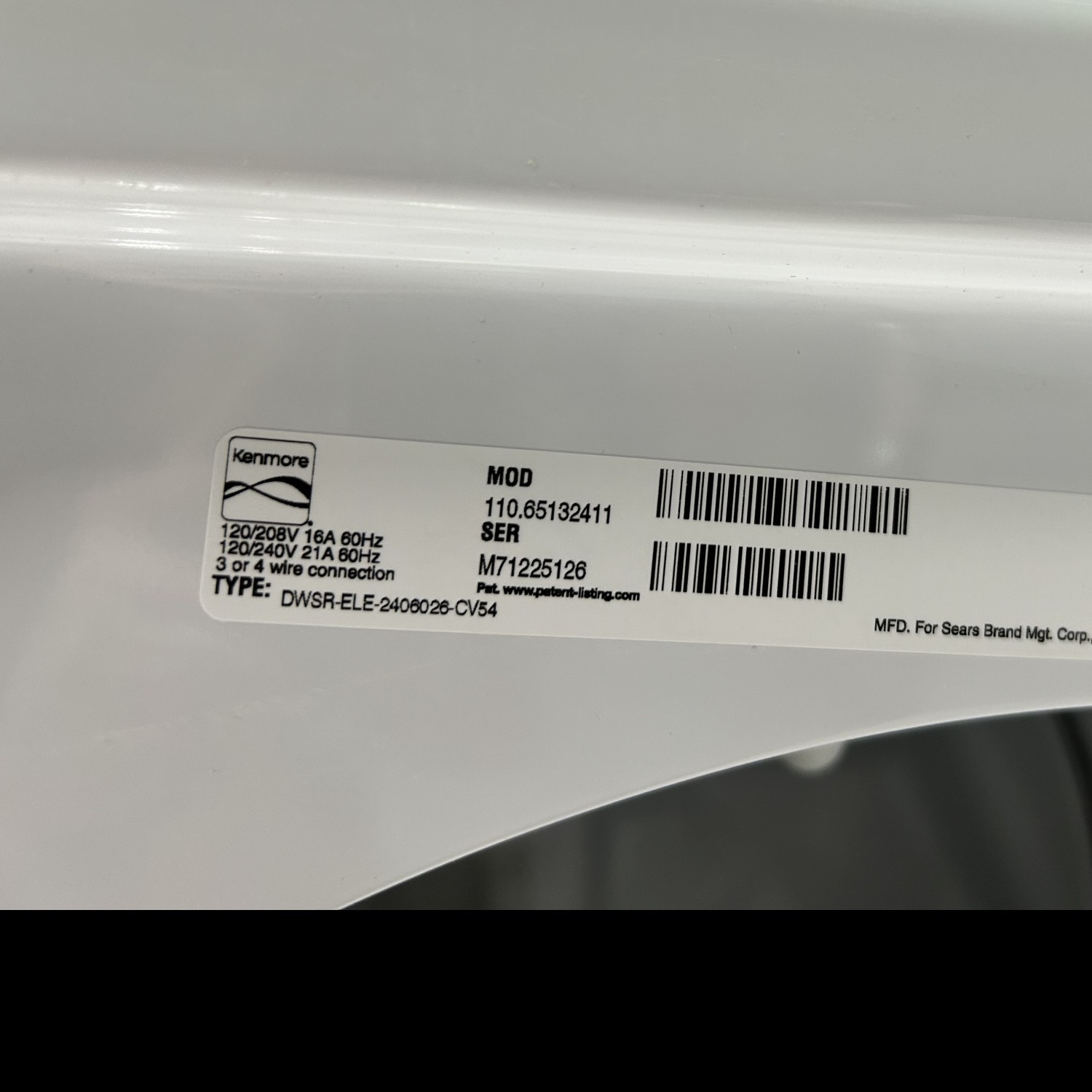 Kenmore series 500 washer/dryer