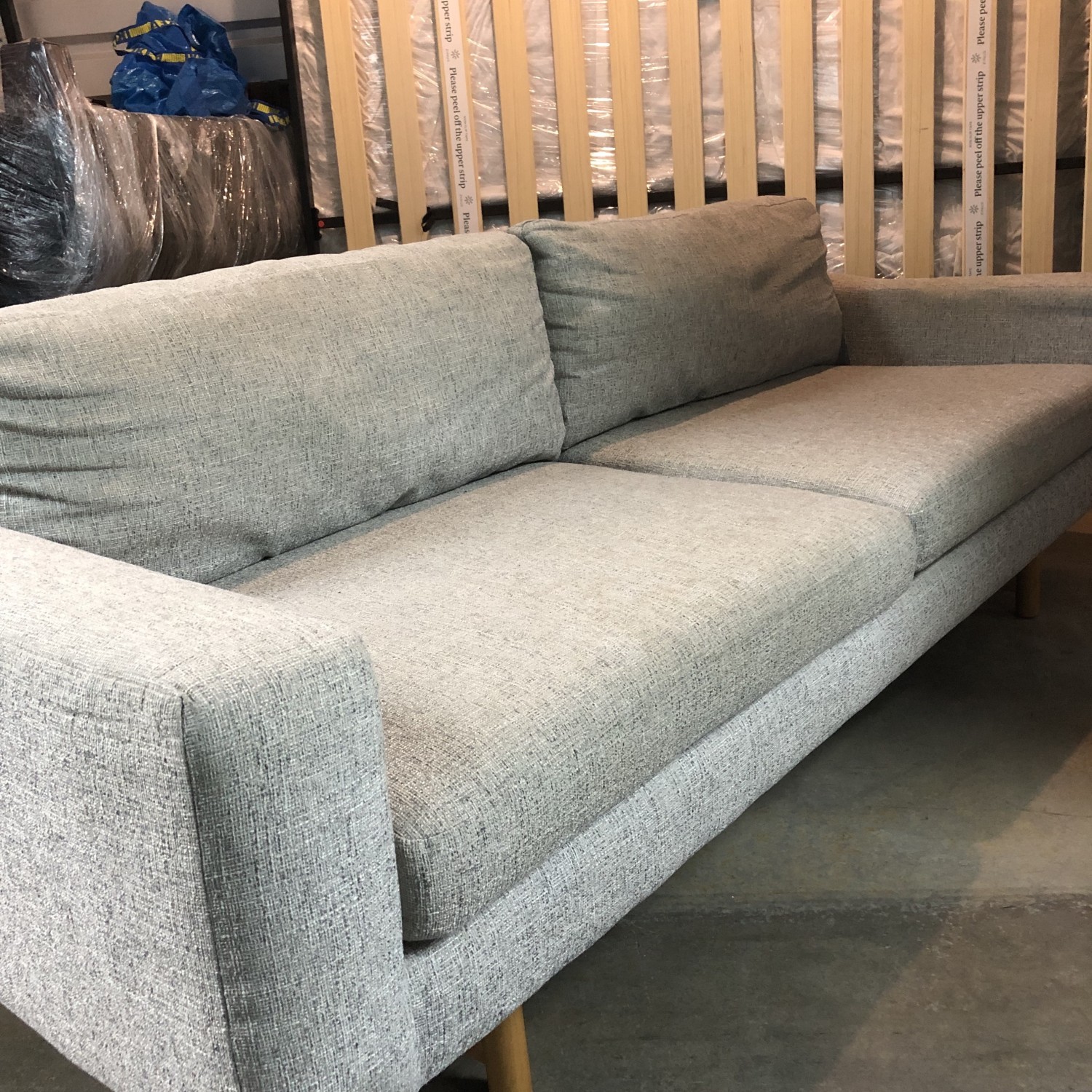 West Elm Eddy 82” Sofa, Deco Weave, Feather Gray