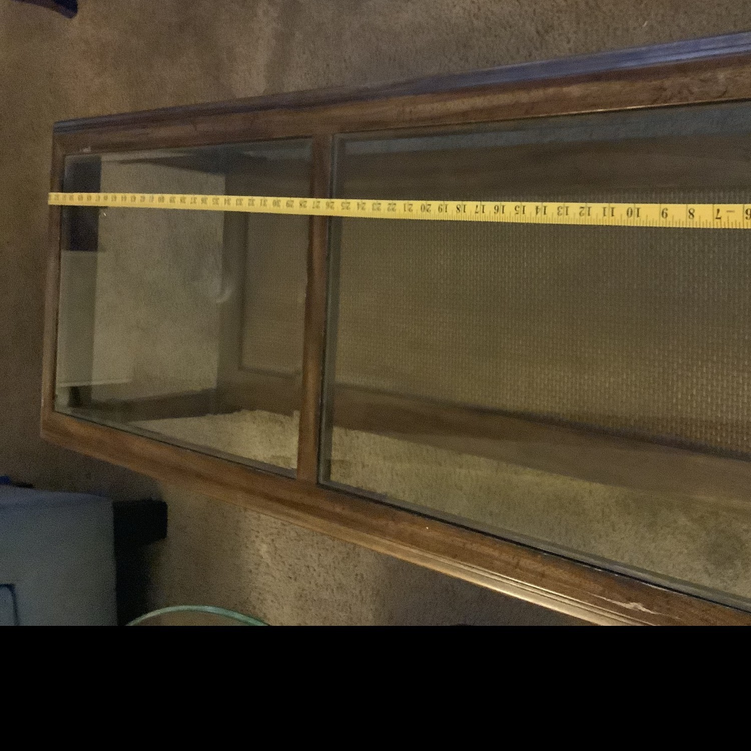 Wood Coffee Table with Glass Top and Woven Shelf