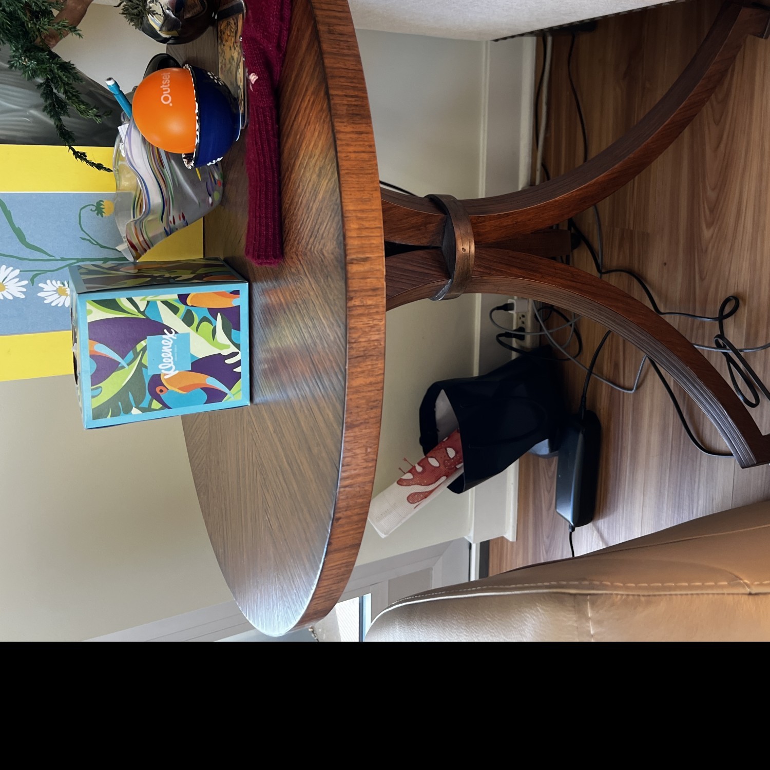 classic round hardwood side table