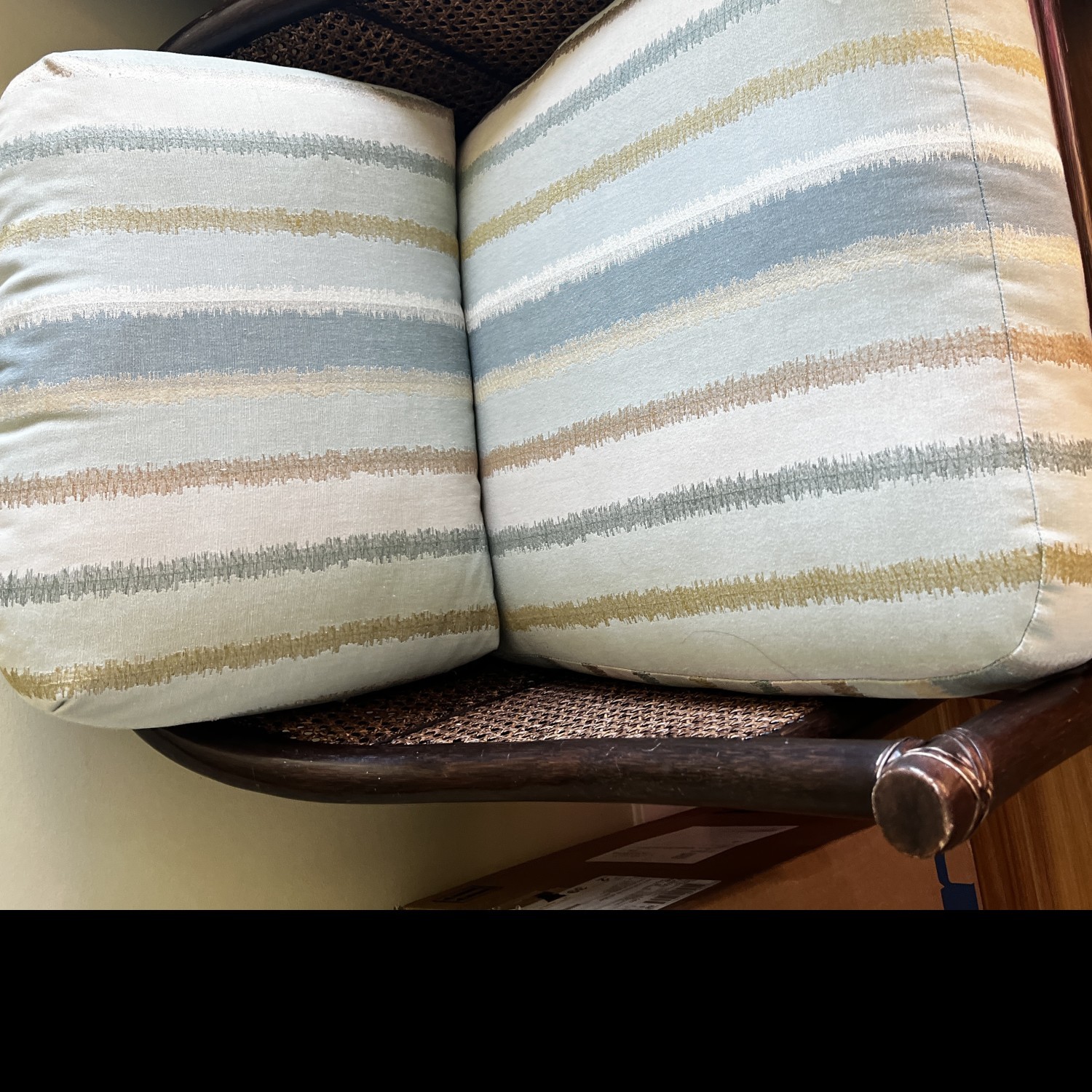 2 upholstered wicker chairs