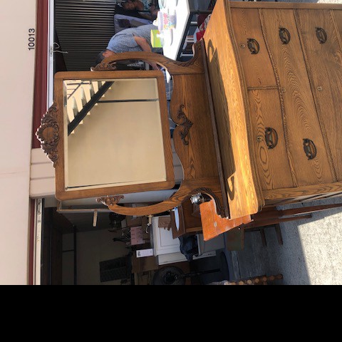 Antique oak dresser with mirror 