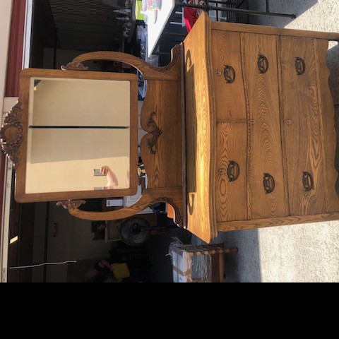 Antique oak dresser with mirror 