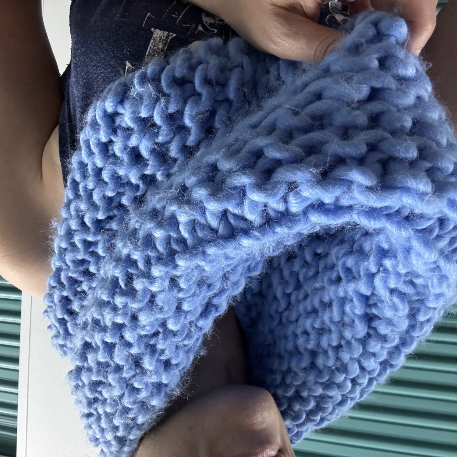 Beautiful blue scarf — chunky knit, very soft